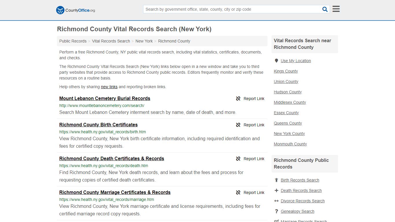 Vital Records Search - Richmond County, NY (Birth, Death, Marriage ...