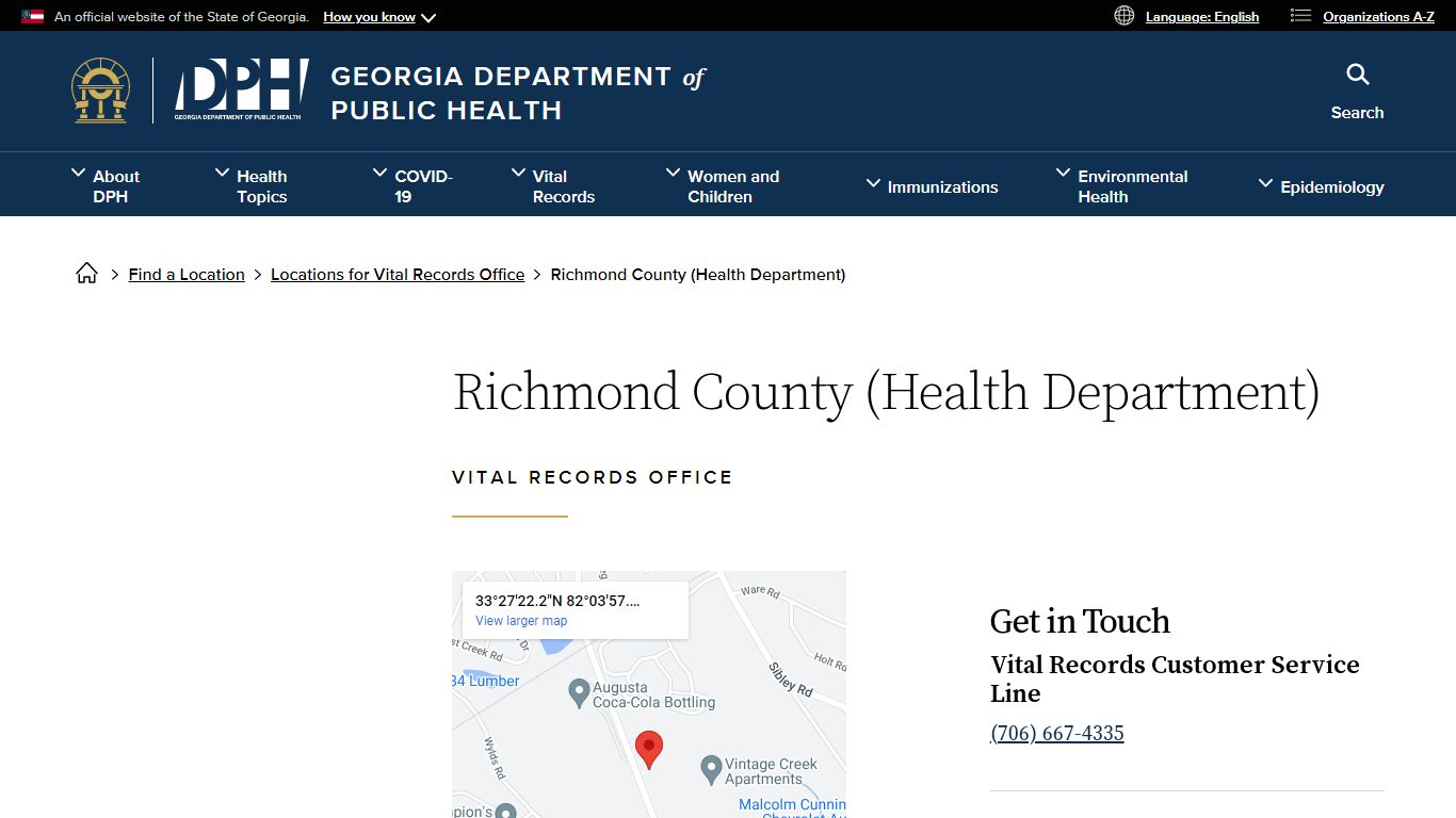 Richmond County (Health Department) - Georgia Department of Public Health